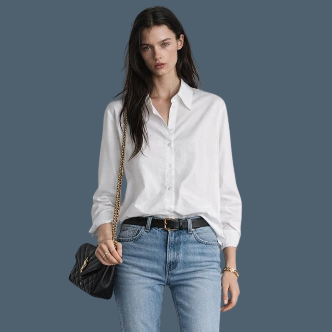 White Cotton Button-Down Shirt