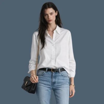 White Cotton Button-Down Shirt