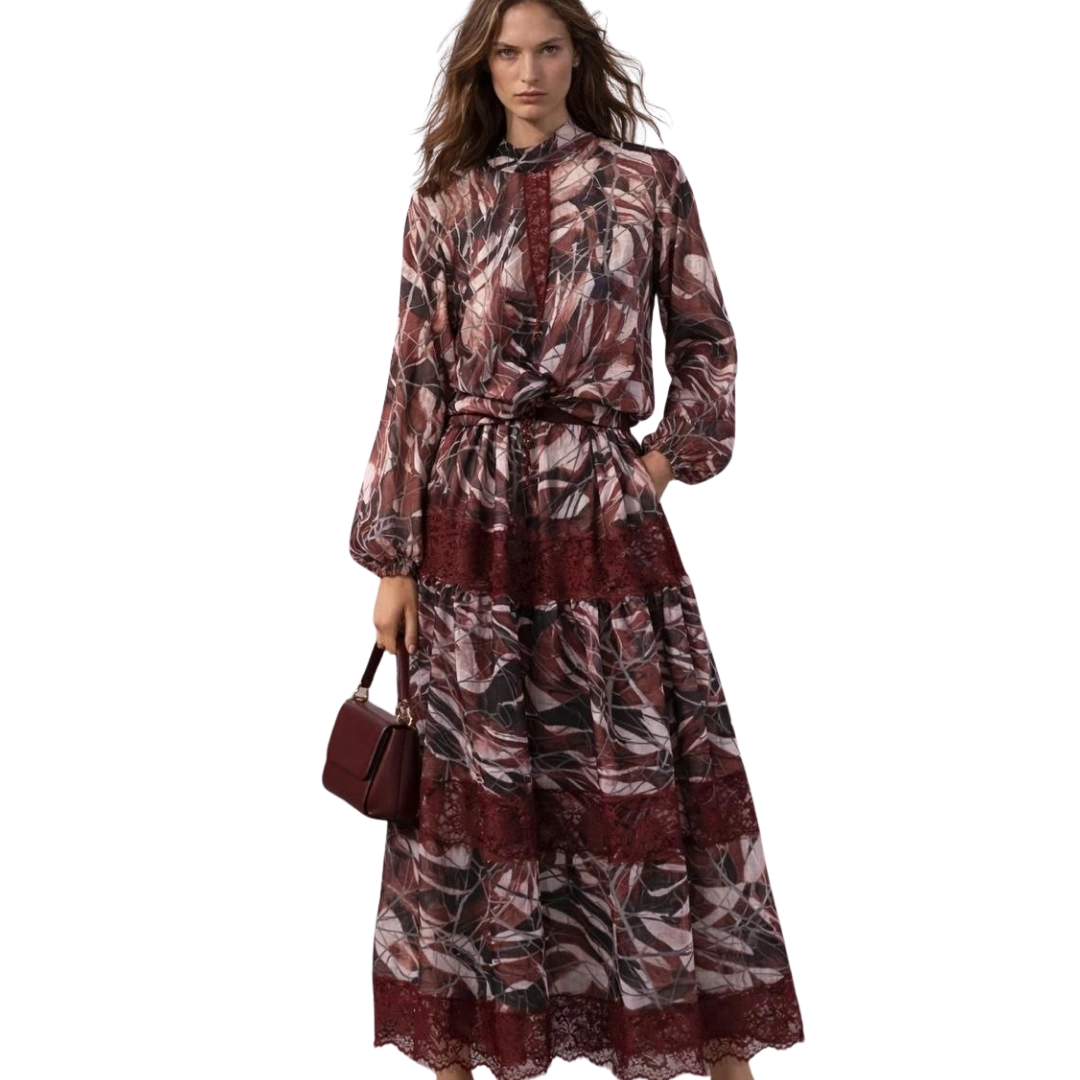 Blouse & Tiered Maxi Skirt