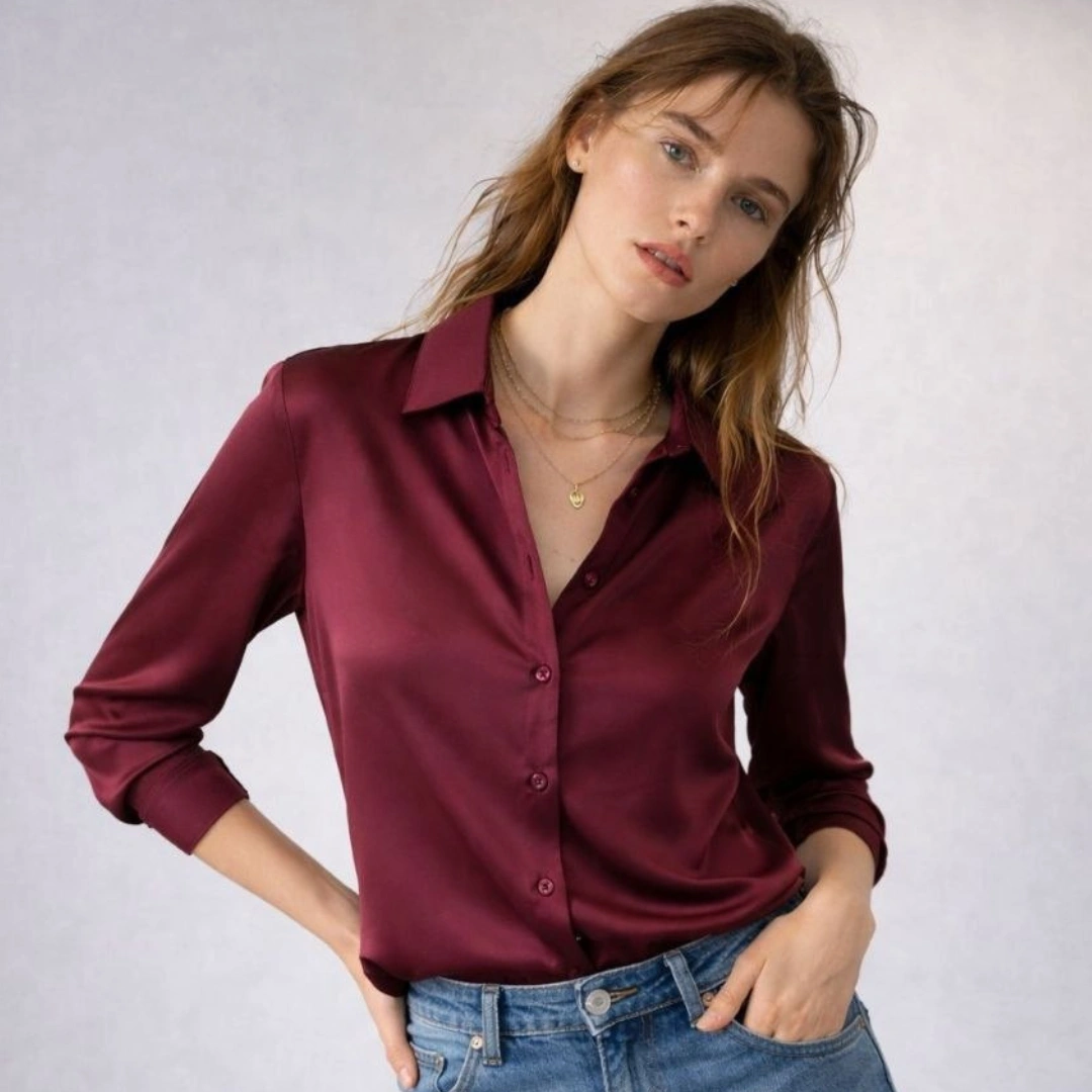 The "Day-to-Night" Satin Collared Blouse