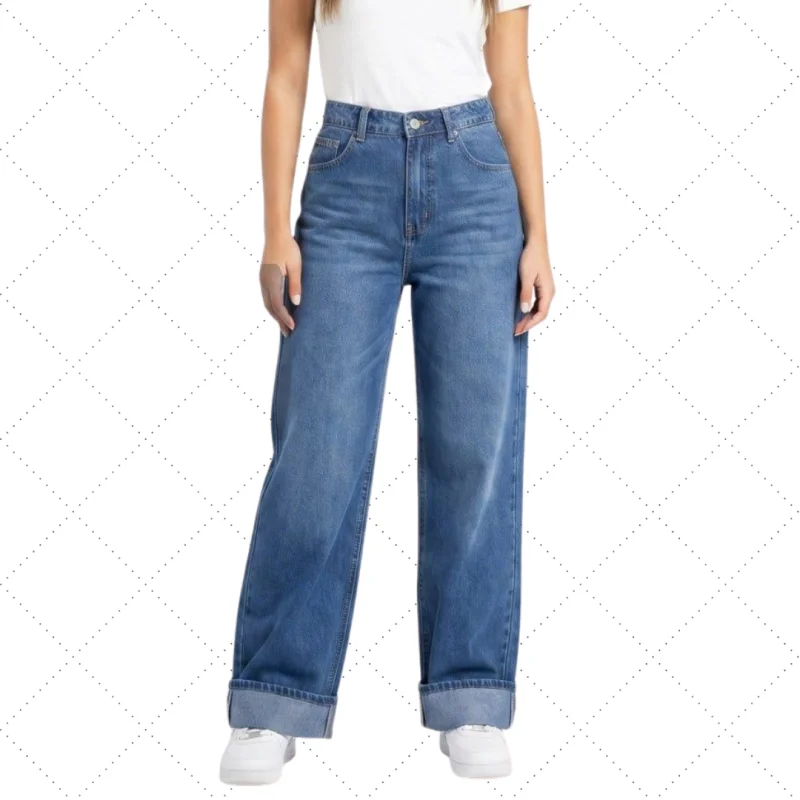Wide-Leg Denim Jeans