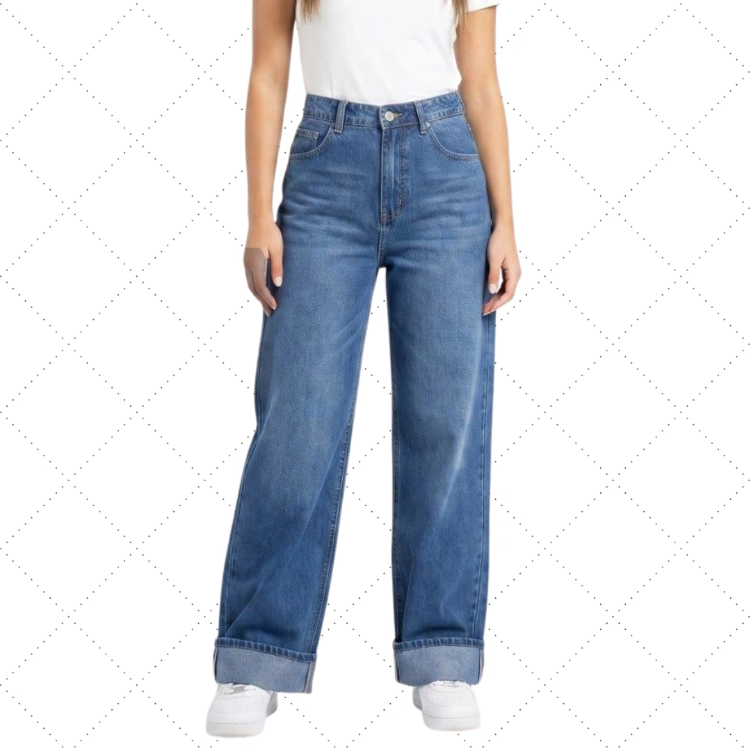 Wide-Leg Denim Jeans